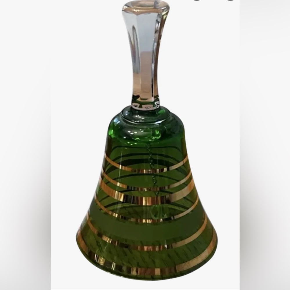 Elegant Green and Gold Bohemian Crystal Dinner Bell